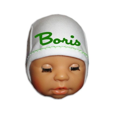 čiapka BABY biela s farebným lemom zelená