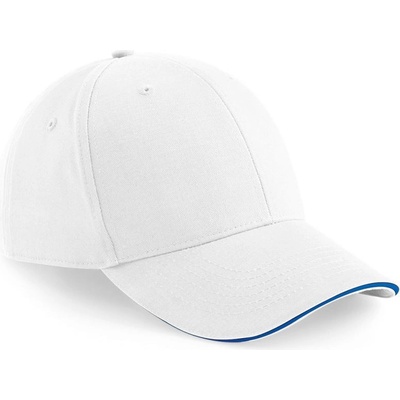 Beechfield B 20 Athleisure 6 panelová sandwich COT-530020z4699 Bílá/modrá