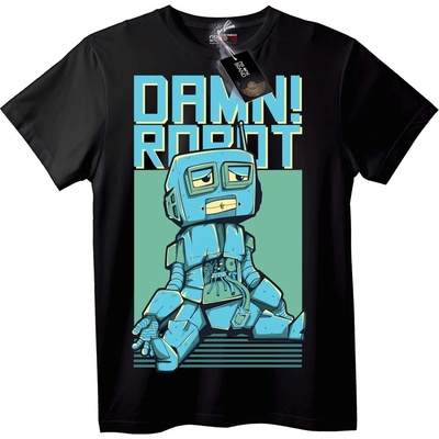 NOONEBRAND Тениска Damn Робот - S, Black