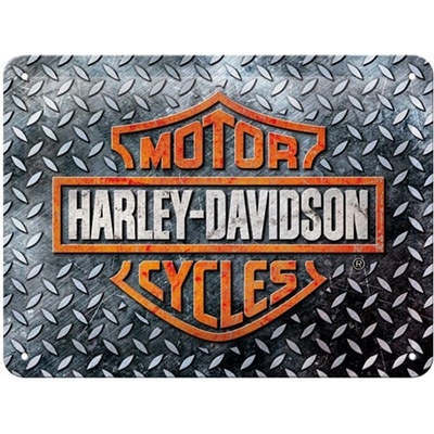 Plechová cedule: Harley-Davidson (Diamond Plate) - 20x15 cm