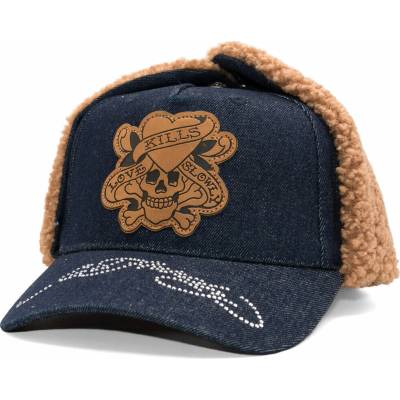 Ed Hardy Love Kills Slowly Denim 5 Panel Trapper Cap Indigo