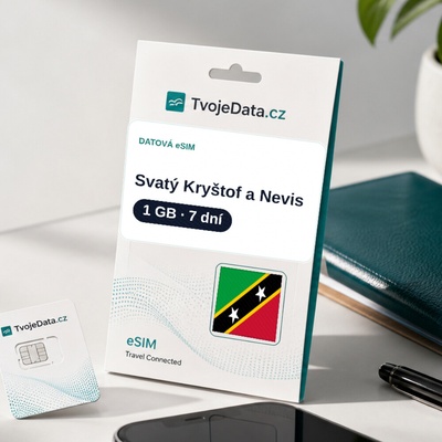 eSIM Svatý Kryštof a Nevis 1 GB / 7 dní - Svatý Kryštof a Nevis PECCJ8VHG