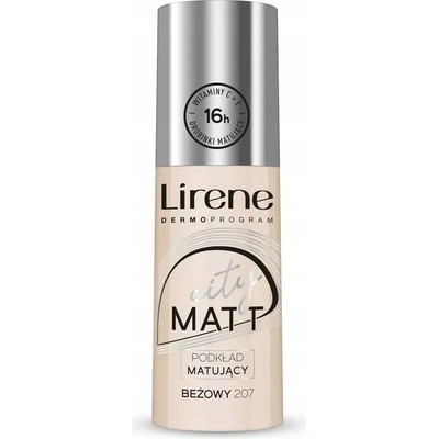 Lirene City Matt zmatňujúci fluidný make-up s vyhladzujúcim efektom 16 h Vitamin E&C 16 h 207 beige 30 ml