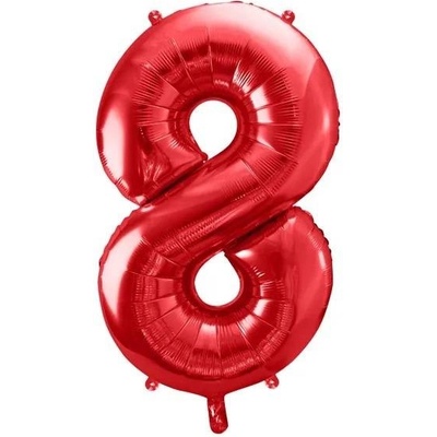 PartyDeco Balónek fóliový narozeninové číslo 8 červený 86 cm