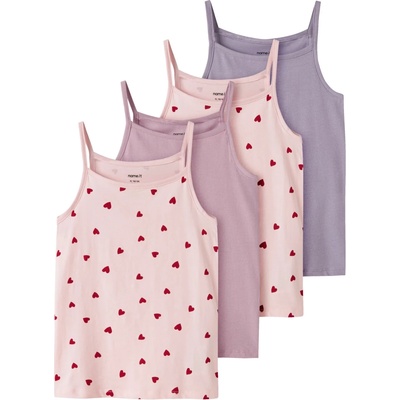 Name it Детски топ Name it Kid's Strap Top 4-Pack Top - Ballerina Heart AOP / Keepsake Lilac / Lavender - размер 134/140 (EU) (704-6372-0118)