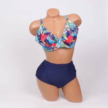 Image 1 of Макси бански в тъмносиньо с цветен десен - чашка d/Е