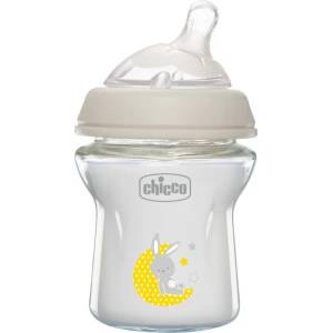 Chicco Стъклено шише Chicco - Natural Feeling, с биберон 0 м+, 150 ml, асортимент (N0238) - ozone