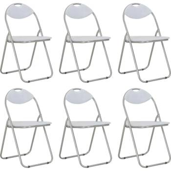 Image 1 of vidaXL Сгъваеми трапезни столове, 6 бр, бели, изкуствена кожа (284409)