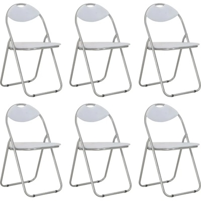 vidaXL Сгъваеми трапезни столове, 6 бр, бели, изкуствена кожа (284409)