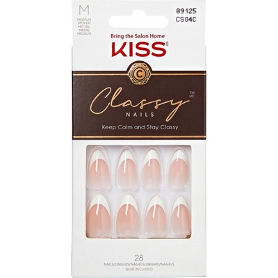 Kiss umělé nehty Classy M French s lepidlem 28 ks