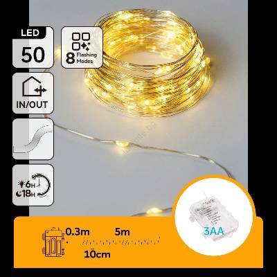 Aigostar - LED гирлянда 50xLED/3xAA 5, 3m топла бяла (AI2885)