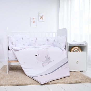 Lorelli Спален комплект с ранфорс Lorelli - Trend, Little Rabbits, Сив (20800056601)