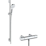 Hansgrohe Crometta - Душ комплект Vario с термостат Ecostat 1001 CL, 2 струи, бял/хром 27812400 (27812400)