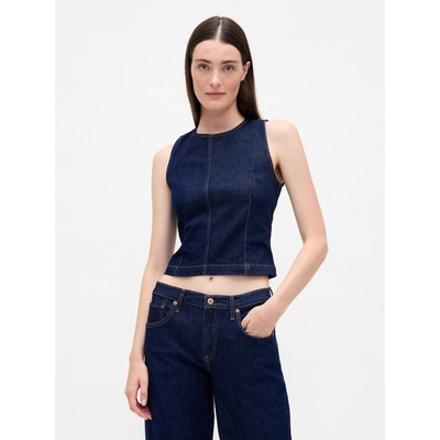 GAP Džínsový crop top Tmavomodrá