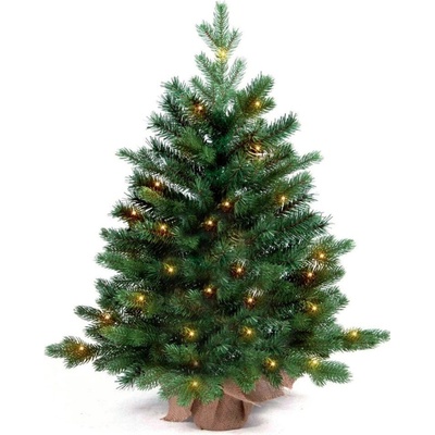 LAALU Vianočný stromček jedľa Bernard v kvetináči 60 cm s LED OSVETLENÍM