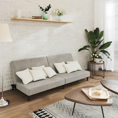 vidaXL 2místná rozkládací pohovka světle šedá samet 11461.375732