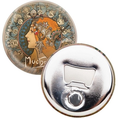 Kovový otvírák Alfons Mucha - Zodiak, ø 5,8 cm