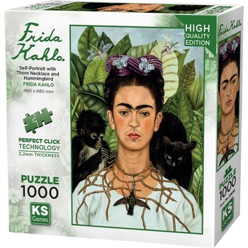 KS Games Пъзел KS Games от 1000 части - Фрида Кало: Автопортрет с огърлица от тръни и колибри (20665)