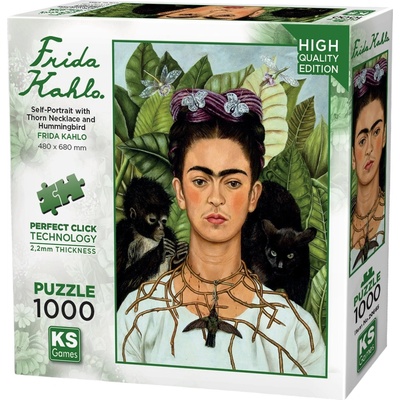 KS Games Пъзел KS Games от 1000 части - Фрида Кало: Автопортрет с огърлица от тръни и колибри (20665)