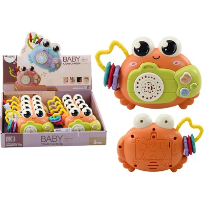 LEAN Toys Chrastítko s krabím fotoaparátem Oranžová barva