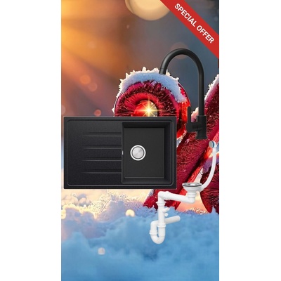 Твоят Стил Графит кухненска мивка от гранит Милано 45 780 x 500, Смесител 5010, Сифон