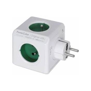 allocacoc PowerCube Original 4 sockets 2x USB green