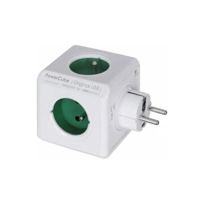 allocacoc PowerCube Original 4 sockets 2x USB green