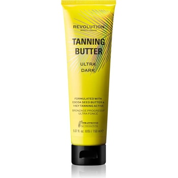 Makeup Revolution Beauty Tanning Butter подхранващо масло за тяло с автобронзиращ ефект цвят Ultra Dark 150ml