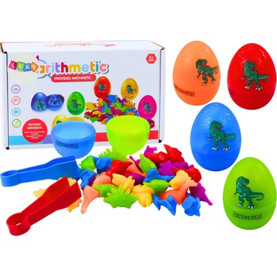 mamido Třídící hra dinosauří vejce barevná s pinzetou 6 ks