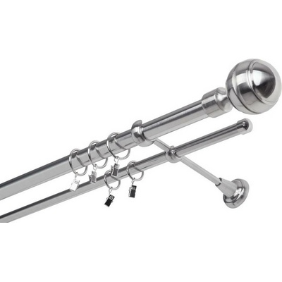OK-GarnýžeCZ Garnýž kovová dvouřadá 25/16mm Paola nerez 470 cm do stropu / kroužky s háčkem