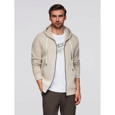 Ombre Basic men's unbuttoned hooded sweatshirt light beige