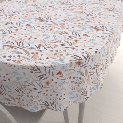 Biante oválny obrus Leona LN-163 Jesenné vetvičky na bielom 130x220 cm