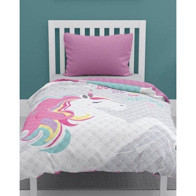DETEXPOL Přehoz na postel Jednorožec grey Polyester, 170/210cm DL-555855