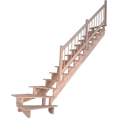 StarWood Schody Lindos bukové pravé 80cm otevřené design. dřev. zábradlí