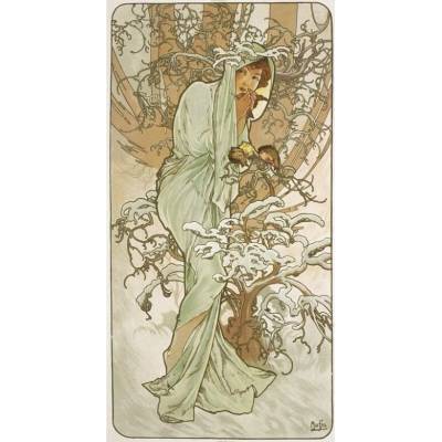 Pohled Alfons Mucha – Winter, dlouhý
