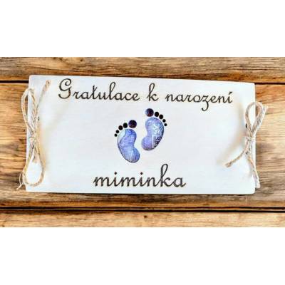Dekorace z Řečice Dřevěná dárková karta gratulace k miminku♥️