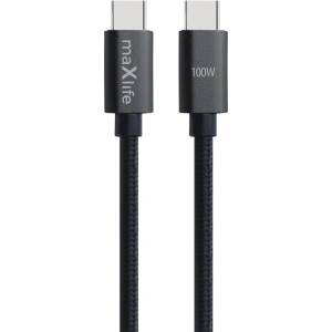 Maxlife Кабел Maxlife - MXUC-12, USB-C/USB-C, 2m, черен (14939)