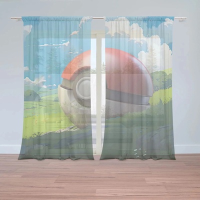 Sablio Záclony Pokemon ball Krajina: 2ks 150x250cm