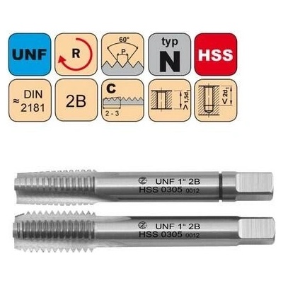NÁSTROJE CZ Sadový závitník UNF 1/2"-20 I+III SADA 2B HSS DIN 2181 - 0305 - CZZ0305-UNF-1/2"-20-SD-2B