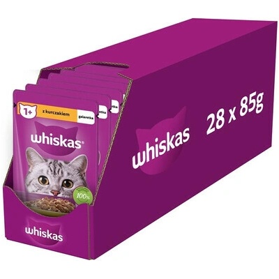 WHISKAS Adult sáček mokré krmivo pro dospělé kočky v želé s kuřecím masem 28 x 85 g