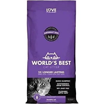 World' s Best Cat Litter Worlds Best Cat Lavender Scented Multiple cat litter царевична постелка за тоалетна 3.18kg лавандула