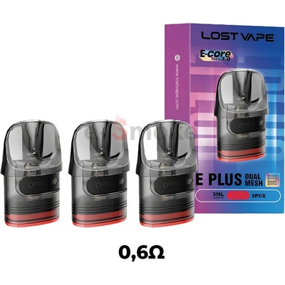 Lost Vape E-Plus DUAL MESH RED cartidge 0,6 ohm 3 ks