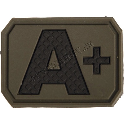 ŠTÍTOK 3D SO SUCHÝM ZIPSOM KRVNÁ SKUPINA 4,3 x 3,2 CM OLIV ZELENÁ (A POZITÍV)