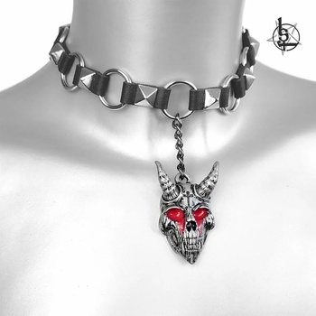 Image 1 of Leather & steel fashion Колие/чокър Череп - Blood Devil - LSF9 57