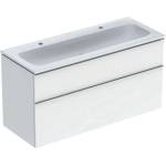 Geberit iCon - Шкаф с двойна мивка, 120x63x48 cm, KeraTect, гланцово бяло 502.334. 01.2 (502.334.01.2)
