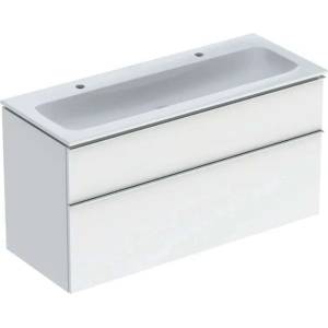 Geberit iCon - Шкаф с двойна мивка, 120x63x48 cm, KeraTect, гланцово бяло 502.334. 01.2 (502.334.01.2)
