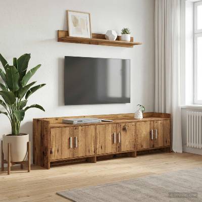 vidaXL ТВ шкаф 168 x 33 x 47 см Старо дърво Инженерна дървесина (8011209)