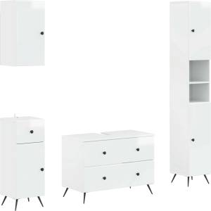 vidaXL Комплект шкафове за баня от 4 части BREDA Бял гланц (3417967)