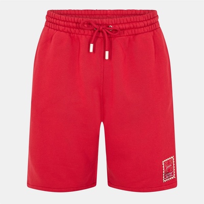 OFF WHITE Поларени къси панталони OFF WHITE Men's Logo Fleece Jogger Shorts - Red/Beige
