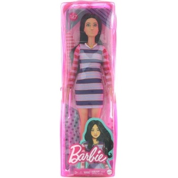 Barbie Modelka 147 pruhované šaty